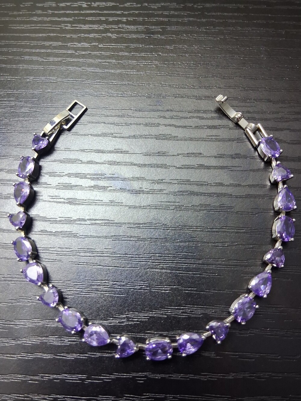 Purple Teardrop, Heart & Oval Shape Silver Tennis Bracelet - Women Jewelry